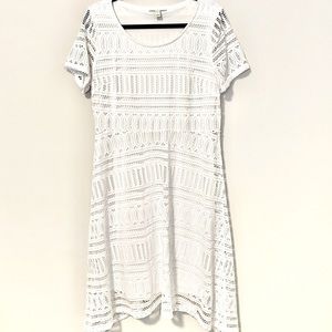 Dana Buchman White Cutout Detail Midi Dress